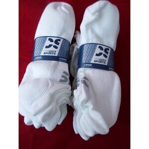 12 Pair City Sport Low Profile Running White Microfiber Nylon Men Socks 8-12